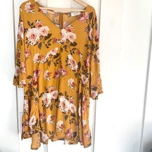 Chic Soul Mustard Babydoll Floral Dress 3x